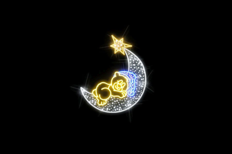 Мишка на луне Новогодние светодиодные игрушки на уличную елку