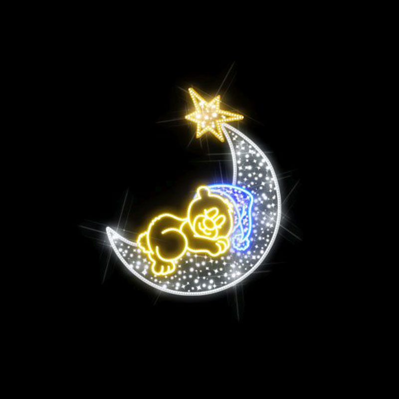 Мишка на луне Макушки для уличной елки | Светящаяся звезда на елку